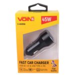 Автомобільний зарядний пристрій VOIN 45W, 1USB QC3.0 18W + 1PD 27W, 12/24V - Зображення 4