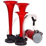 Сигнал повітряний CA-10730/Еlephant/3-дудки пластик,червоний 12V/165мм,200мм,215мм