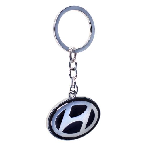 Брелок металевий кольоровий на ланцюжку HYUNDAI CN односторонній