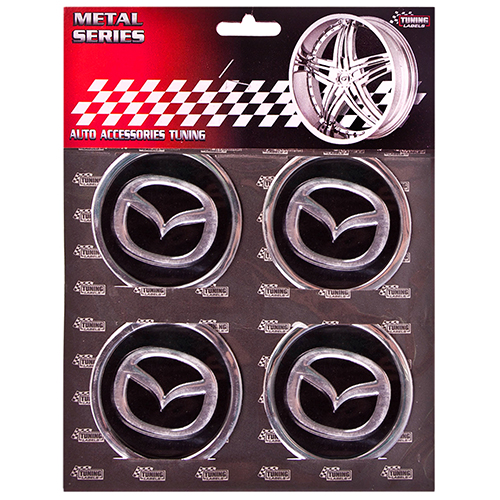 Наклейки на ковпаки "MAZDA" чорні, діам. 60 мм (4 шт.)