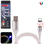 Кабель магнітний Multicolor LED VOIN USB - Micro USB 3А, 2m, (швидка зарядка / передача даних)