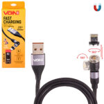 Кабель магнітний шарнірний VOIN USB - Lightning 3А, 1m, black (швидка зарядка / передача даних)