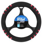 Чохол на кермо Vitol 14023 еластичний M 37–39 см чорно-червоний