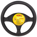 Чохол на кермо VLOD-L981 BK L чорний/БО/шкіра один шов