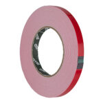 Скотч двосторонній на спіненій основі 12мм х 10м, червоний ПЕ лайнер, Alloid