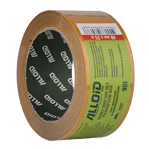 465023 Скотч двосторонній на поліпропіленовій основі 48мм х 25м, 90мкм Alloid - Зображення 1