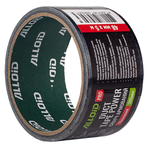 Армована клейка стрічка Alloid Pro 48 мм × 5 м 200 мкм чорна
