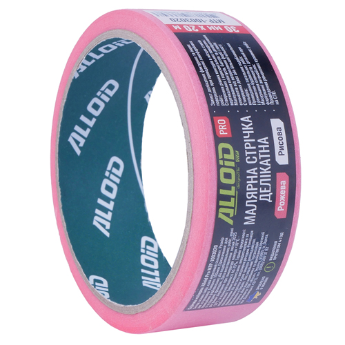 470346 Alloid Pro. Стрічка малярська делікатна, рисова, рожева 30мм х 20м, 100мкм - Зображення 1