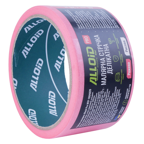 470350 Alloid Pro. Стрічка малярська делікатна, рисова, рожева 48мм х 20м, 100мкм - Зображення 1