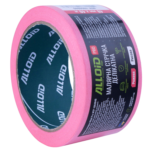 470351 Alloid Pro. Стрічка малярська делікатна, рисова, рожева 48мм х 40м, 100мкм - Зображення 1