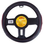 Чохол на кермо VLOD-L282 BK/RD L чорно-черв./БО/перф/шкіра