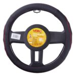 Чохол на кермо VLOD-L282 BK/RD M чорно-черв./БО/перф/шкіра