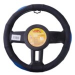 Чохол на кермо VLOD-L285 BK/BL M чорно-син/БО/перф/шкіра