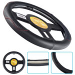 Чохол на кермо VLOD-24LC8 BK/RD L чорний/БО/шкіра один шов