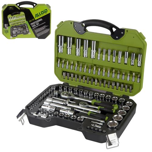 Hабір інструменту  Alloid 1/2" и 1/4" 6-гр.108 предметов (TSN-108 )