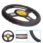 Чохол на кермо VLOD-L2628 BK/RD L чорний/БО/шкіра