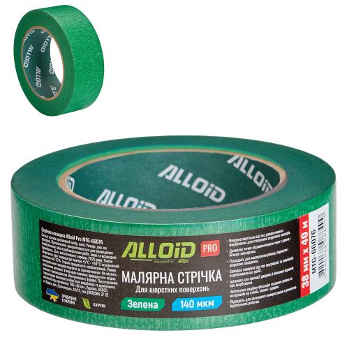 487929 Alloid Pro. Стрічка малярська для шорстких поверхонь, зелена 38мм х 40м, 140мкм - Зображення 1