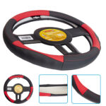 Чохол на кермо VLOD-L2607 BK/RD L чорно-черв./БО/шкіра