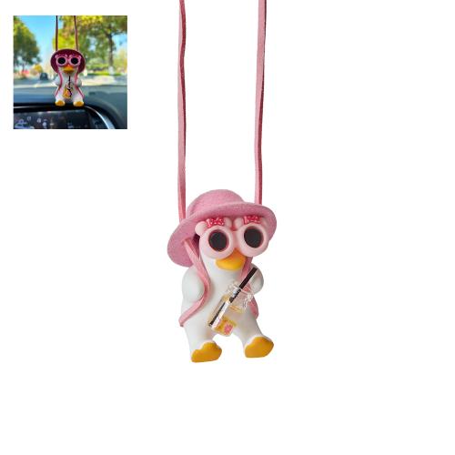 Підвіска для дзеркала заднього виду автомобіля декоративна лялька гусак у рожевому капелюшку GZKT-4