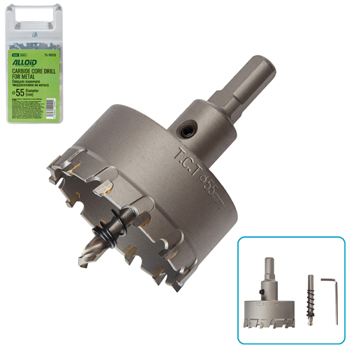 Alloid Base. Свердло корончате твердосплавне по металу 55мм