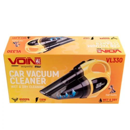 Оригінальна упаковка автопилососа VOIN VL-330 138 Вт із зазначенням потужності 6000Pa та функції сухого і вологого прибирання Wet & Dry