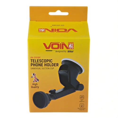 Автотримач для телефону VOIN UH-2013BK матеріал пластик магнітне кріплення присоска
