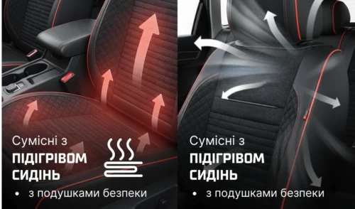 Автомобільні чохли VOIN V-8866 BK/RdL — система підігріву передніх сидінь