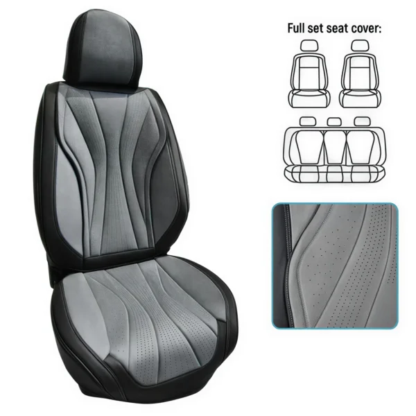 Чохли на сидіння Vitol V-9101 сіро-чорні комплект екошкіра