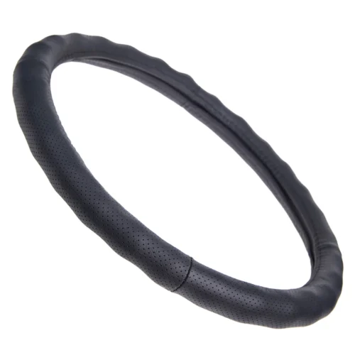 Чохол на кермо VITOL 396 чорний натуральна перфорована шкіра загальний вигляд