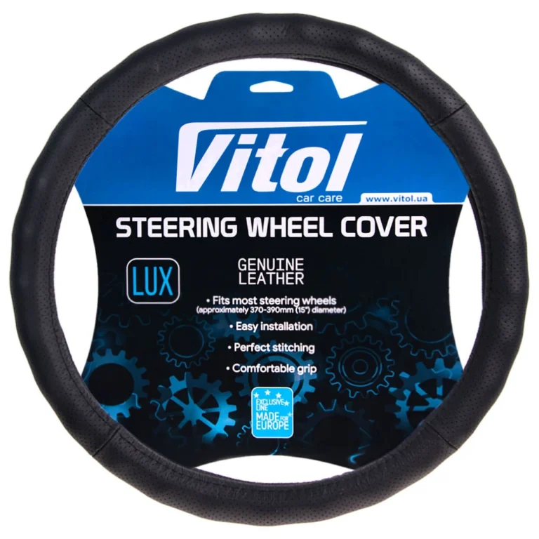 Чохол на кермо VITOL 396 натуральна перфорована шкіра чорний розмір M 37-39 см