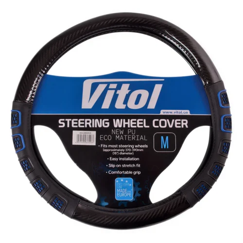 Чохол на кермо Vitol VLU-2310001 розмір M 37–39 см чорний екошкіра