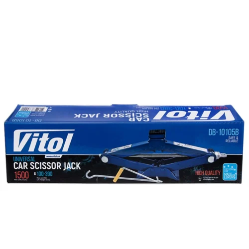 Упаковка домкрата гвинтового ромбоподібного Vitol DB-10105B 1,5 т, 104–390 мм