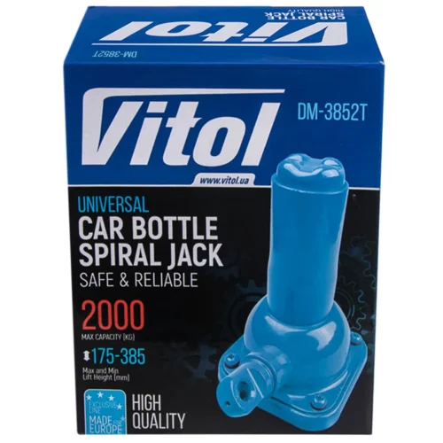 Домкрат телескопічний Vitol DM-3852T/ST-107B 2 т, 180–385 мм — оригінальна упаковка