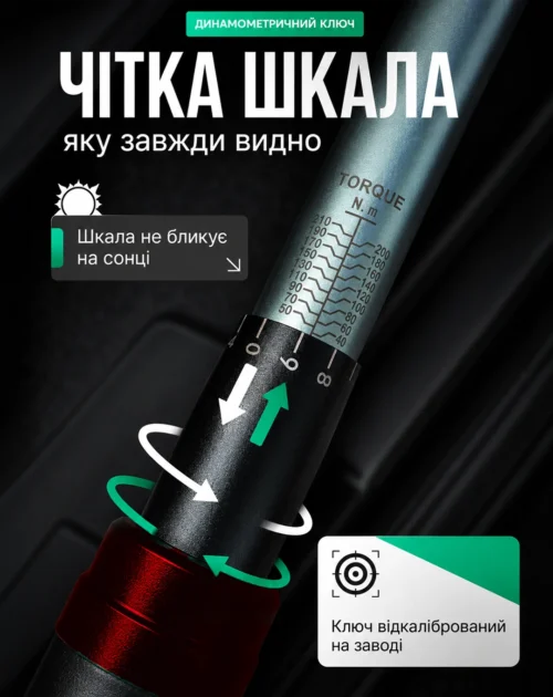 Шкала налаштування моменту затягування динамометричного ключа Alloid 1/2"DR 40–210 Нм