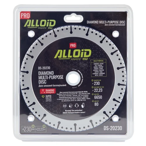 Диск алмазний багатоцільовий Alloid Pro DS-20230 230 мм 22,23 мм у пластиковій упаковці