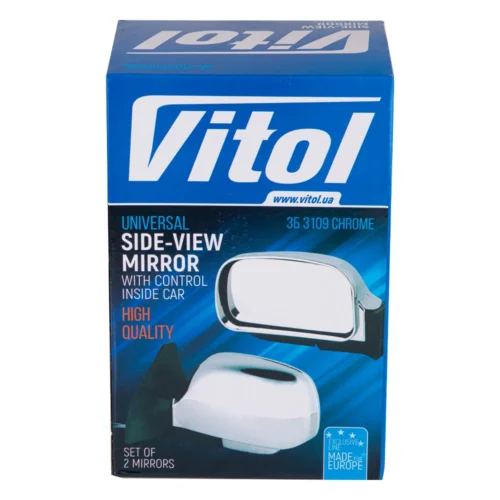 Дзеркало бічне Vitol ЗБ-3109П хром з LED-повторювачем для LADA 08/09/13-15 — заводська упаковка комплекту