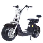 Електроскутер ROODER Citycoco Long 1500W 60V12Ah Black — загальний вигляд спереду під кутом на білому фоні