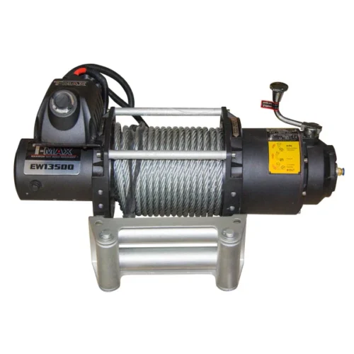 Електрична лебідка T-MAX Fire Work FEW-13500 24V 13500 lb (6,118 т) — загальний вигляд зі сталевим тросом