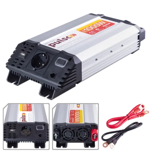 Інвертор PULSO IMU-1020 1000W з модифікованою синусоїдою — комплектація з кабелями та додатковими ракурсами