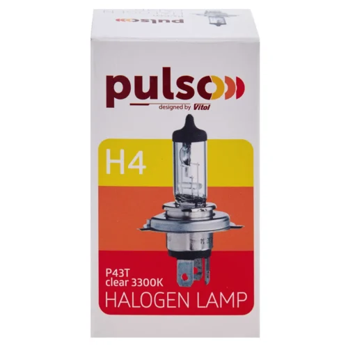 Упаковка лампи галогенної PULSO H4 P43T 12V 60/55W 3300K