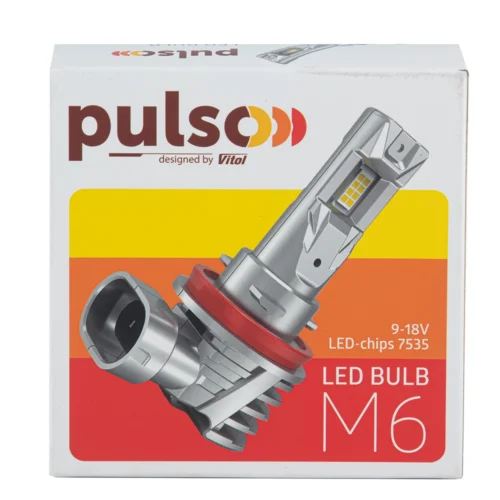 Упаковка LED ламп Pulso M6 H8/H9/H11/H16 56 Вт, 6000 лм, 6500K