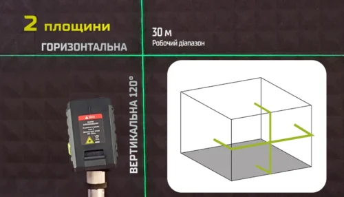 Лазерний рівень Alloid Pro LL-2218 2D — дві площини, горизонтальна й вертикальна лінії 120° на 30 м