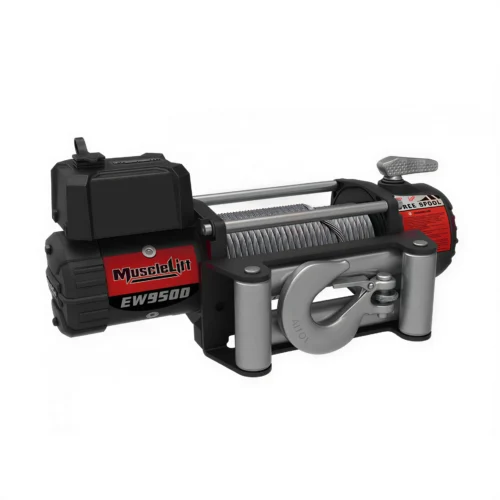 Лебідка T-Max MUSCLELIFT EW-9500 24В 4305 кг (9500 lbs) — загальний вигляд електричної лебідки зі сталевим тросом