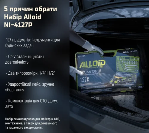 Набір інструментів Alloid NI-4127P 1/4" & 1/2", 127 предметів - Зображення 5
