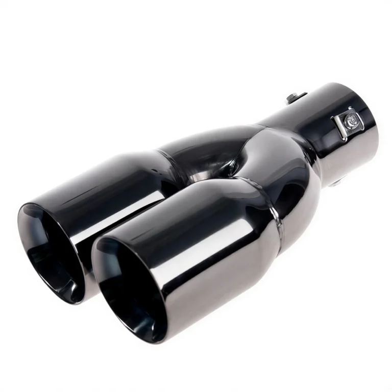 Насадка на глушник Vitol НГ-0128-BK подвійна чорна, вхід 64 мм, 2×76 мм, 244 мм