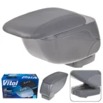Автомобільний підлокітник Vitol HJ48014/G2 сірого кольору з екокожі — товар, коробка та деталі регулювання