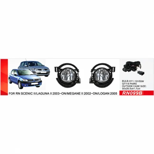 Протитуманні фари DLAA RN099B для Renault Logan, Scenic II та Megane II — комплект H11, 12 В, 55 Вт