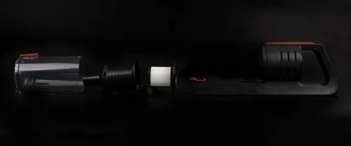 Автопилосос VOIN V80 у розібраному вигляді з контейнером, фільтром, моторним блоком та основою для зручного обслуговування