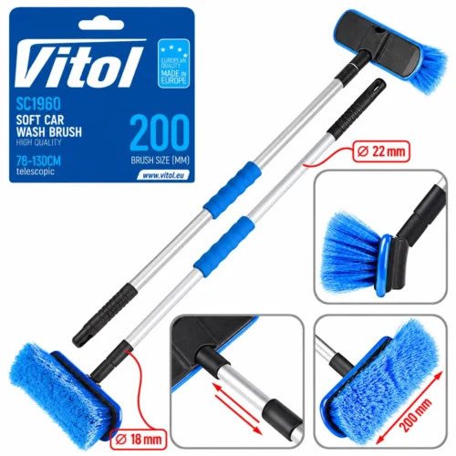 Щітка для миття автомобілів Vitol SC1960 телескопічна 78–130 см, ширина 200 мм — загальний вигляд