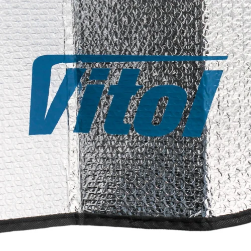 Дзеркальна поверхня сонцезахисної шторки Vitol HG-002 з фірмовим логотипом Vitol